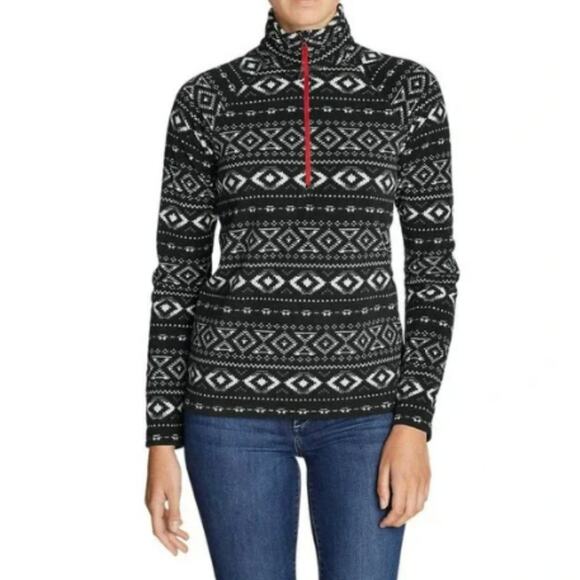 Eddie Bauer Quest Black White Chevron Fleece Pullover  2XL - Picture 1 of 9